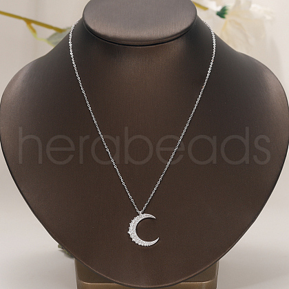 Delicate Brass Moon Shaped Pendant Necklaces for Women FJ0957-1