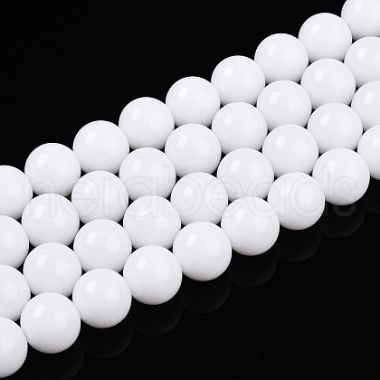 Baking Painted Opaque Glass Beads Strands GLAA-T032-P10mm-02-1