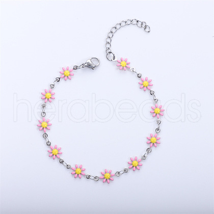 Daisy Alloy Enamel Link Chain Bracelets for Women FS-WGBA8A6-04-1