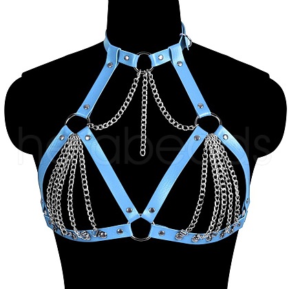 Imitation Leather & Alloy Curb Chain Harness Chest Body Chains FS-WG84763-09-1