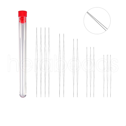 Tarnish Resistant Stainless Steel Collapsible Big Eye Beading Needles SENE-PW0013-02O-1