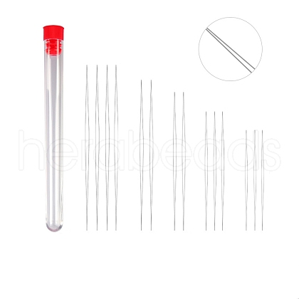 Stainless Steel Collapsible Big Eye Beading Needles SENE-PW0013-02O-1