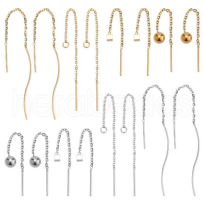   16Pcs 8 Style Cube & Round & Twist 304 Stainless Steel Stud Earrings EJEW-PH0001-26-1