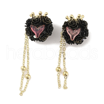 Handmade Flower Polymer Clay Rhinestone Tassel Dangle Beads CLAY-H003-02G-03-1