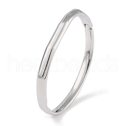 Non-Tarnish 304 Stainless Steel Faceted Ring Hinged Bangles for Women BJEW-C071-16P-1