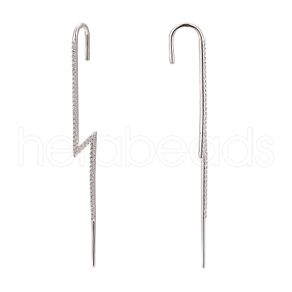 Anti-Tarnish Rhodium Plated 925 Sterling Silver Ear Wrap Crawler Hook Earrings EJEW-AA00271-33A-P-1