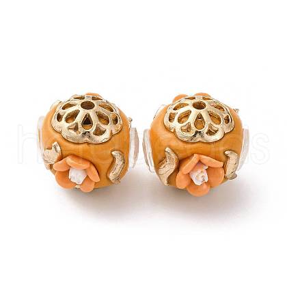 Handmade Resin Indonesia Round Beads IPDL-P005-23KCG-01-1