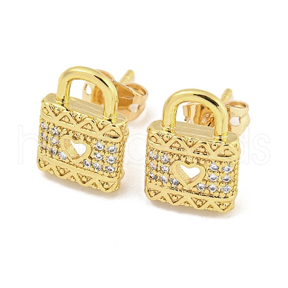 Brass Micro Pave Cubic Zirconia Ear Studs EJEW-P261-29B-G-1