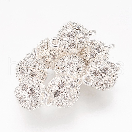 Alloy Rhinestone Magnetic Clasps with Loops X-RB-H116-2-S-1