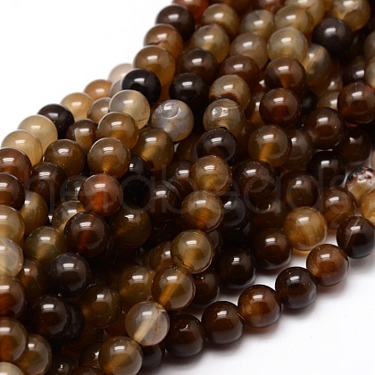 Dyed Natural Agate Round Beads Strands G-E321B-8mm-01-1