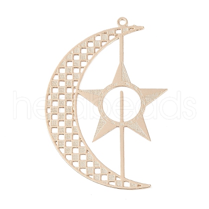 Brass Etched Metal Embellishments Big Pendants KK-Z058-08KCG-1
