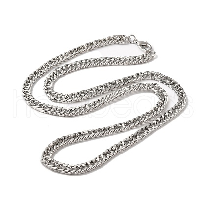 Iron Cuban Link Chain Necklaces for Women Men NJEW-A028-01F-P-1