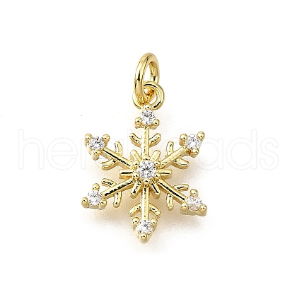 Brass Micro Pave Clear Cubic Zirconia Charms KK-V011-39A-G-1