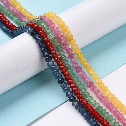Dyed Natural Malaysia Jade Rondelle Beads Strands G-E316-2x4mm-M-1