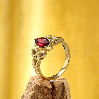 Horse Eye & Knot 304 Stainless Steel with Cubic Zirconia Finger Rings FS-WG8EA45-02-1