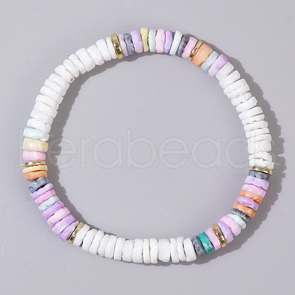 Mother's Day Jewellery Bohemian Style Pearl Shell Heishi Beads Stretch Bracelets for Women YA0388-5-1