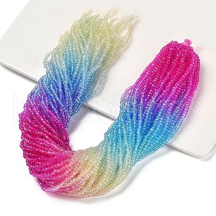 Transparent Painted Glass Beads Strands X1-DGLA-A034-T1mm-A14-1