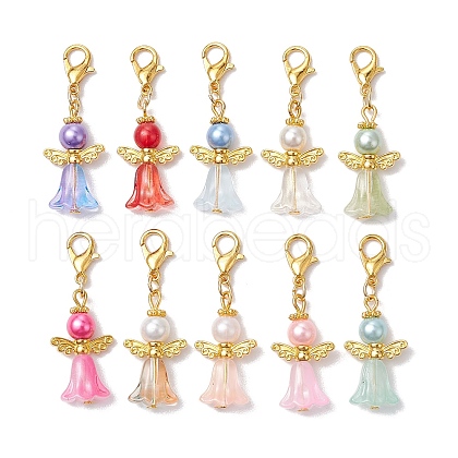 10Pcs 10 Colors Angle Glass Pendant Decorations HJEW-JM02334-01-1
