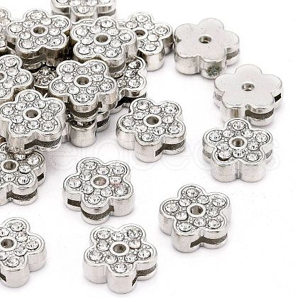 Flower Alloy Rhinestone Slide Charms RSB358-3P-1