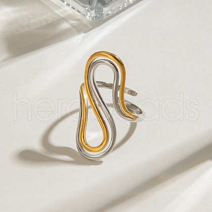 304 Stainless Steel Cuff Rings RJEW-Z091-04GP-1