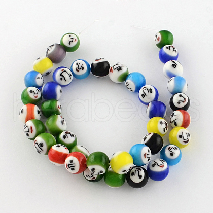 Round Handmade Lampwork Bead Strands LAMP-S169-03-1