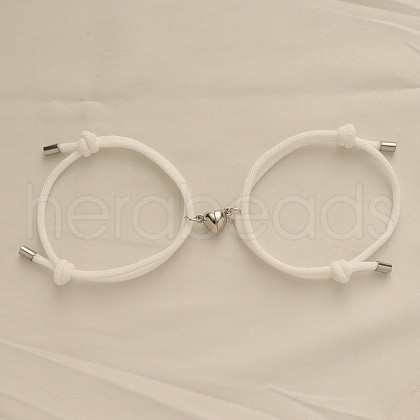 Alloy Heart-shaped Magnetic Braided Rope Bracelets for Couple Girlfriends WG59636-03-1