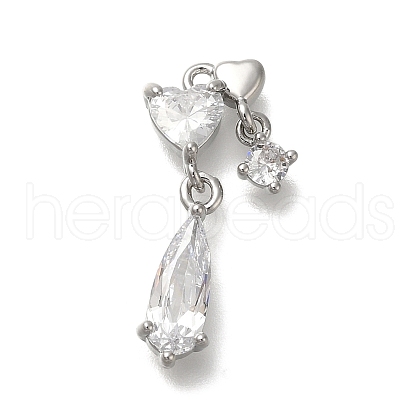 Rack Plating Brass Micro Pave  Cubic Zirconia Pendants KK-M014-13P-1