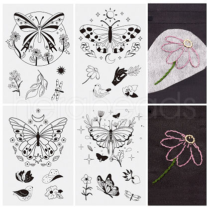 20 Patterns Non-woven Fabrics Water-soluble Embroidery Aid Drawing Sketch DIY-TAC0100-009-1