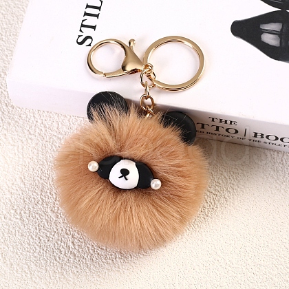 Red Pnada Furry Pom-Pom Keychain for Women PW-WG95C5D-04-1