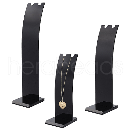 3Pcs 3 Sizes Opaque Acrylic Necklace Display Stands NDIS-WH0010-08-1