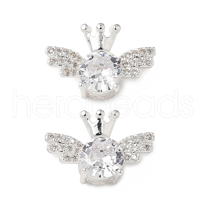 Brass Micro Pave Clear Cubic Zirconia Beads KK-G531-05S-1