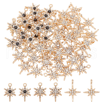   60Pcs 3 Styles Alloy Rhinestone Pendants FIND-PH0020-28-1