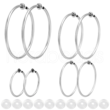 Beebeecraft 4Pairs 4 Styles 304 Stainless Steel Hoop Earrings EJEW-BBC0001-41-1