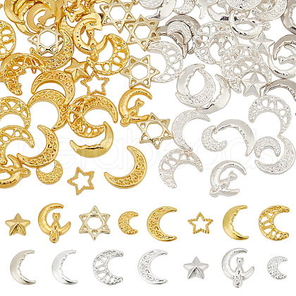 Olycraft 90Pcs 15 Style Alloy Cabochons MRMJ-OC0003-87-1