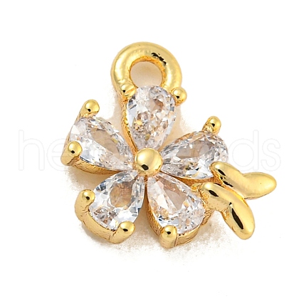 Brass Micro Pave Clear Cubic Zirconia Pendants KK-U015-10G-1