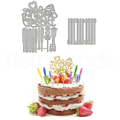 Birthday Cake Topper Theme Carbon Steel Cutting Dies Stencils DIY-WH0309-1509-1