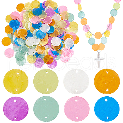   240Pcs 8 Colors Dyed Natural Capiz Shell Disc Links Connector Charms SSHEL-PH0001-31B-1