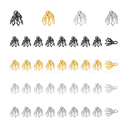 Unicraftale 64Pcs 4 Colors Flower Rack Plating Brass Filigree Bead Cap Bails KK-UN0002-89-1