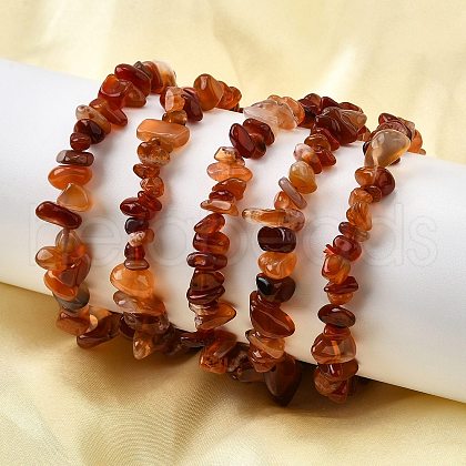 Natural Carnelian Beads Stretch Bracelets for Men Women BJEW-C105-01B-1