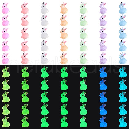 70Pcs 7 Colors Luminous Transparent Resin Pendants RESI-SZ0003-35-1