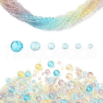 6 Styles Gradient Color Transparent Painted Glass Beads Strands DGLA-YW0001-28O-1