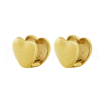 Heart 304 Stainless Steel Hoop Earrings for Women HP5817-1-1
