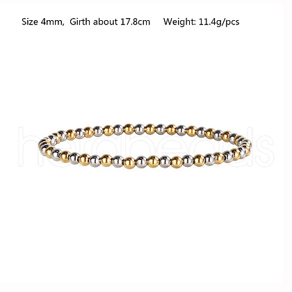 Hip-pop Style Waterproof Stainless Steel Beads Stretch Bracelets for Women Men CT0530-1-1