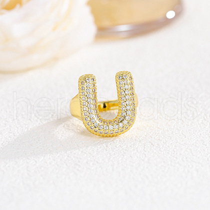 Brass Micro Pave Clear Cubic Zirconia Cuff Rings FS-WGF2B82-18-1