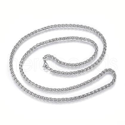 Non-Tarnish 304 Stainless Steel Wheat Chain Necklaces NJEW-D285-14P-1