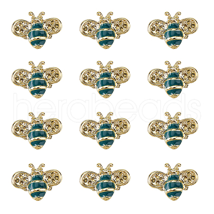 SUPERFINDINGS 12Pcs Bees Enamel Brooch Setting for Rhinestone JEWB-FH0001-46-1