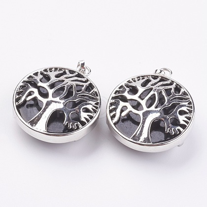 Natural Black Agate Pendants KK-K216-A08-1