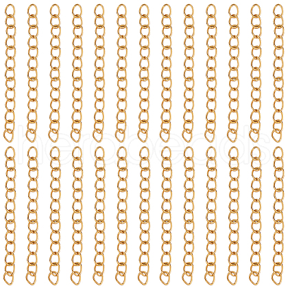 Beebeecraft 100Pcs Ion Plating(IP) 304 Stainless Steel Chain Extender STAS-BBC0006-14B-1