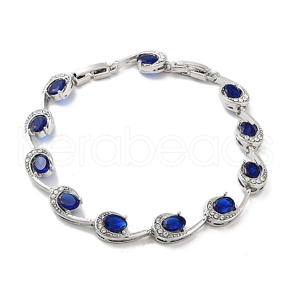 Platinum Alloy Teardrop Link Chain Bracelets BJEW-A005-01A-1