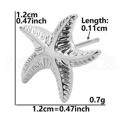 Non-Tarnish Vintage Stainless Steel Starfish Studs Earrings for Women VC0346-7-1